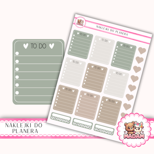 Naklejki planerowe TO DO Sage Calm 13x18 do planera Bullet Journal MaDam Creative