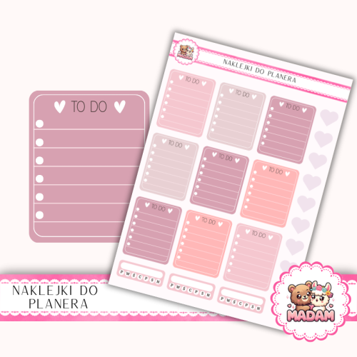 Naklejki planerowe TO DO Romantic Rose 13x18 do planera Bullet Journal MaDam Creative