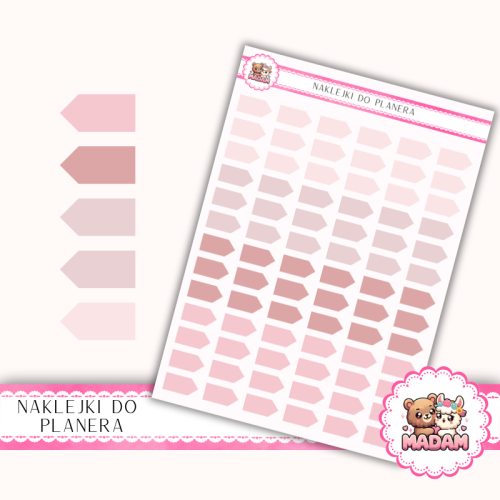 Naklejki planerowe flagi różowe Romantic Rose 13x18 do planera Bullet Journal MaDam Creative