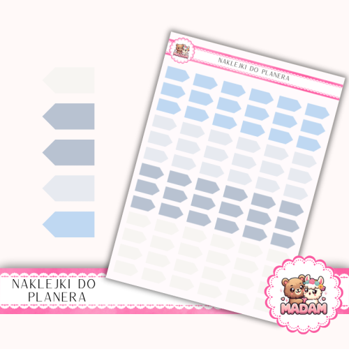 Naklejki planerowe flagi minimalistyczne Fresh Minimal 13x18 do planera Bullet Journal MaDam Creative