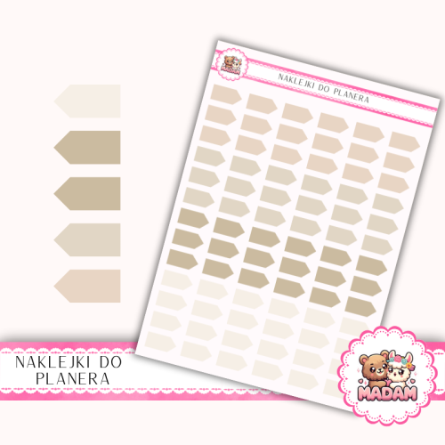 Naklejki planerowe flagi beżowe Warm Cozy 13x18 do planera Bullet Journal MaDam Creative