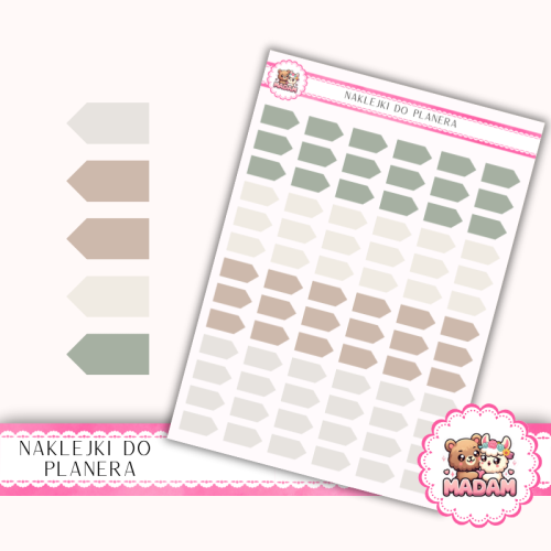 Naklejki planerowe flagi szałwia Sage Calm 13x18 do planera Bullet Journal MaDam Creative