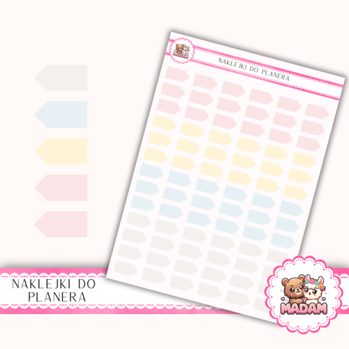 Naklejki planerowe flagi pastelowe Pastel Love 13x18 do planera Bullet Journal MaDam Creative