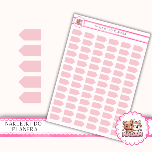 Naklejki planerowe flagi różowe Blush Pink 13x18 do planera Bullet Journal MaDam Creative