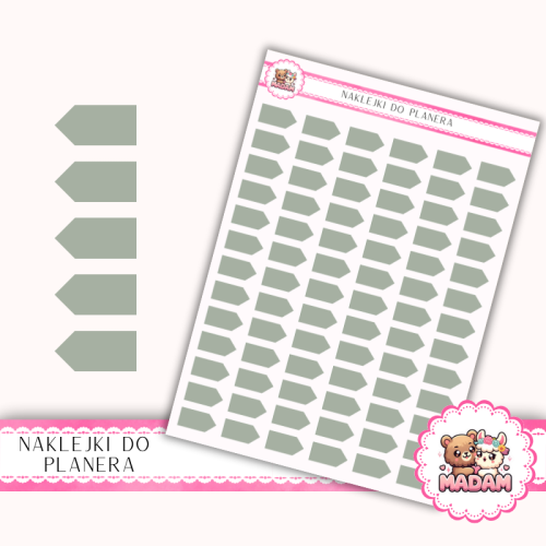 Naklejki planerowe flagi szałwia Sage 13x18 do planera Bullet Journal MaDam Creative