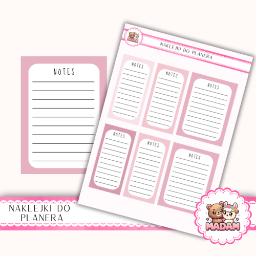 Naklejki planerowe notatki różane Romantic Rose 13x18 do planera Bullet Journal MaDam Creative