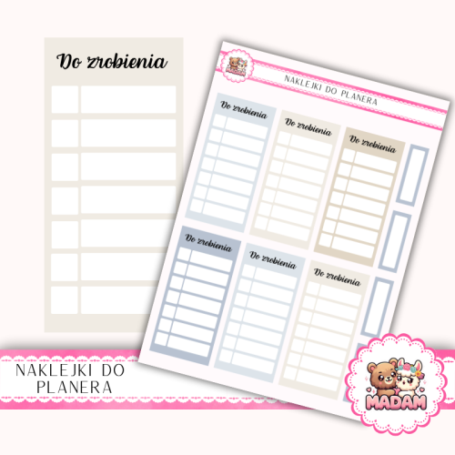 Naklejki planerowe listy zadań minimalistyczne Fresh Minimal 13x18 do planera Bullet Journal MaDam Creative