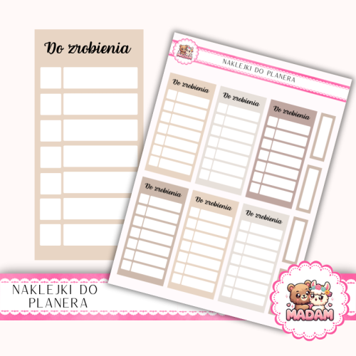 Naklejki planerowe listy zadań boho Warm Cozy 13x18 do planera Bullet Journal MaDam Creative