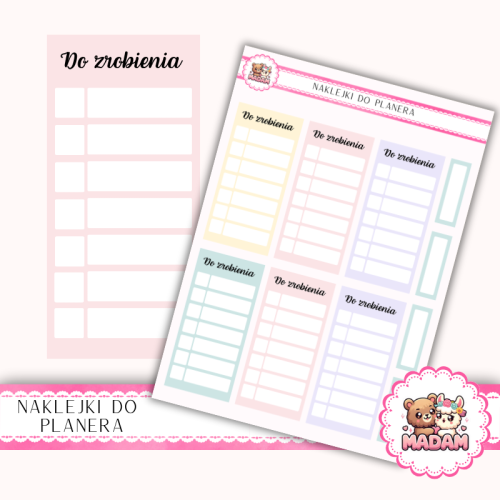 Naklejki planerowe listy zadań pastelowe Pastel Love 13x18 do planera Bullet Journal MaDam Creative