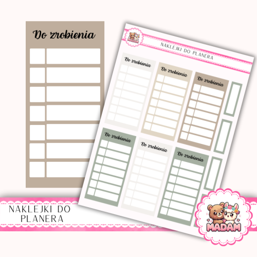 Naklejki planerowe listy zadań neutralne Sage Calm 13x18 do planera Bullet Journal MaDam Creative