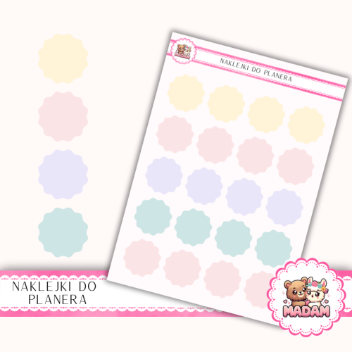 Naklejki planerowe pieczątki Pastel Love 13x18 do planera Bullet Journal MaDam Creative