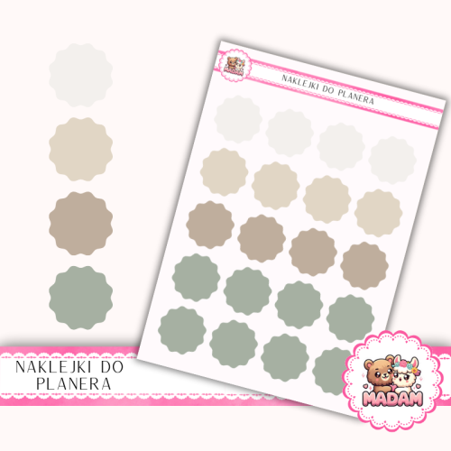 Naklejki planerowe pieczątki Sage Calm 13x18 do planera Bullet Journal MaDam Creative