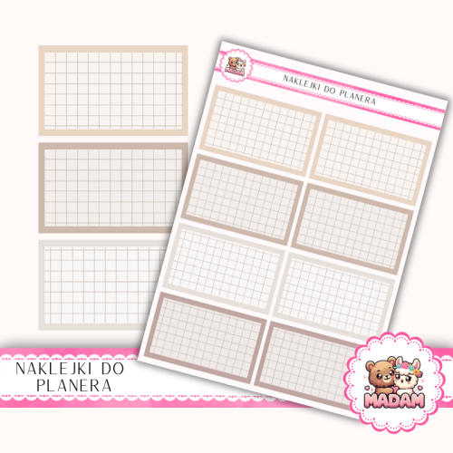 Naklejki planerowe karteczki w kratkę Warm Cozy 13x18 do planera Bullet Journal MaDam Creative