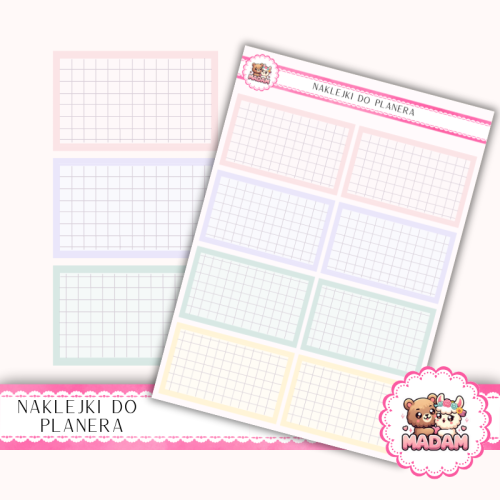 Naklejki planerowe karteczki w kratkę Pastel Love 13x18 do planera Bullet Journal MaDam Creative