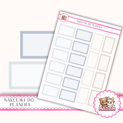 Naklejki planerowe pola prostokątne minimalistyczne Fresh Minimal 13x18 do planera MaDam Creative