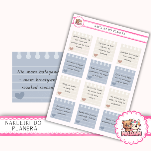 Naklejki planerowe cytaty Humorystyczne Neutral Modern 13x18 do planera Bullet Journal MaDam Creative