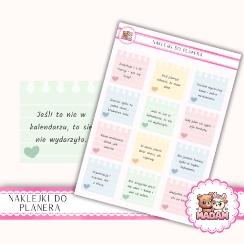 Naklejki planerowe cytaty Humorystyczne Happy Pastel 13x18 do planera Bullet Journal MaDam Creative