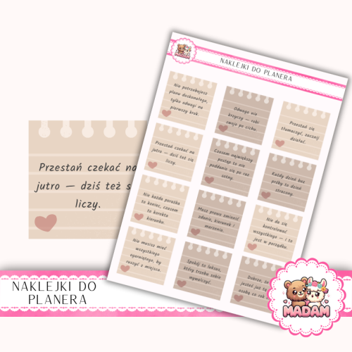 Naklejki planerowe cytaty Motywacyjne Nude Strength 13x18 do planera Bullet Journal MaDam Creative