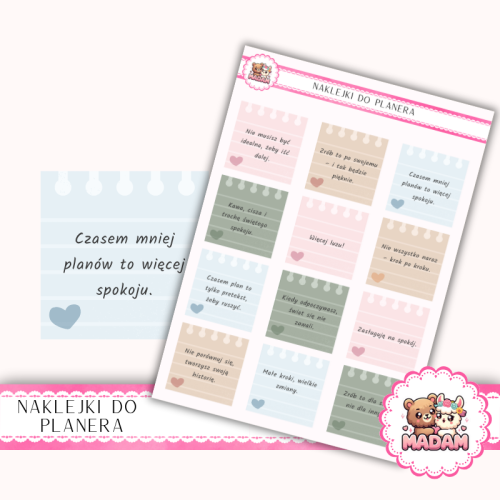 Naklejki planerowe cytaty Cytaty Mix MaDam Edition 13x18 do planera Bullet Journal MaDam Creative