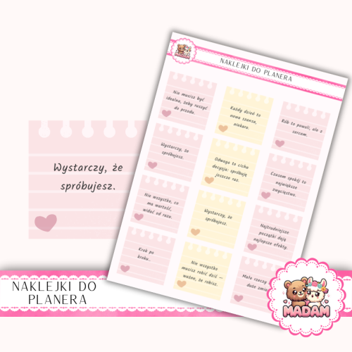 Naklejki planerowe karteczki notatkowe romantic 13x18 do planera Bullet Journal MaDam Creative
