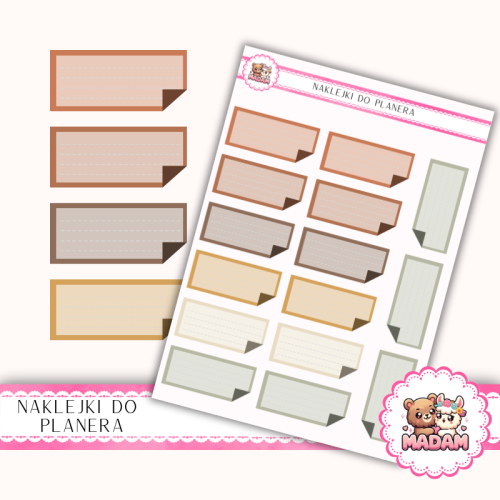 Naklejki planerowe karteczki notatkowe earthy jesienne 13x18 do planera Bullet Journal MaDam Creative