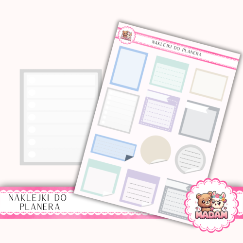 Naklejki planerowe notki zimowe 13x18 do planera Bullet Journal MaDam Creative