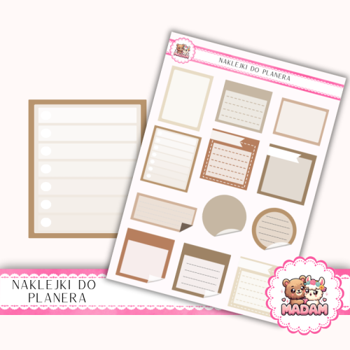 Naklejki planerowe notki jesienne earthy 13x18 do planera Bullet Journal MaDam Creative