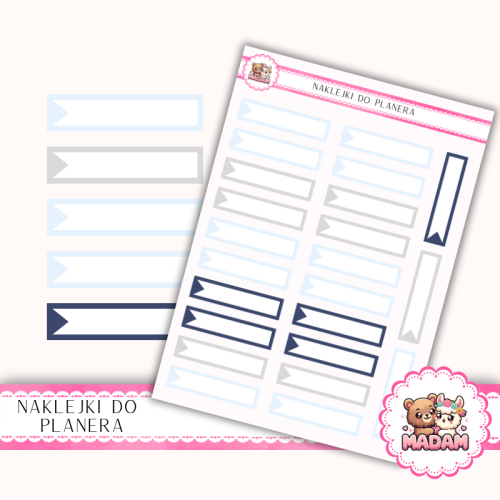 Naklejki planerowe Paski z Flagą Zimowy Mix 13x18 do planera Bullet Journal MaDam Creative