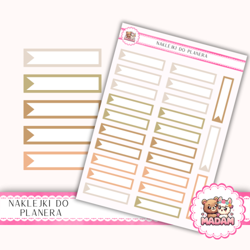 Naklejki planerowe Paski z Flagą Jesienny Mix 13x18 do planera Bullet Journal MaDam Creative