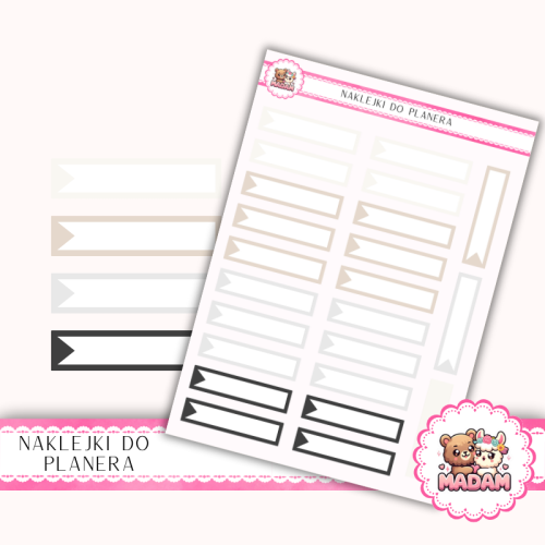 Naklejki planerowe Paski z Flagą Neutralny Mix 13x18 do planera Bullet Journal MaDam Creative