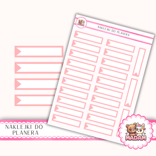 Naklejki planerowe Paski z Flagą Brzoskwiniowe 13x18 do planera Bullet Journal MaDam Creative