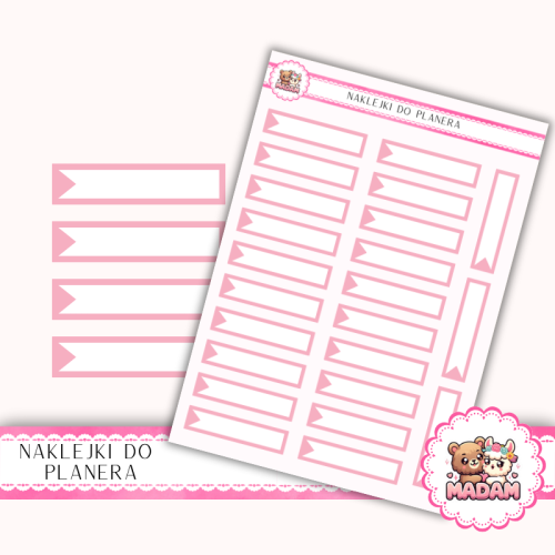 Naklejki planerowe Paski z Flagą Róż Pastelowy 13x18 do planera Bullet Journal MaDam Creative