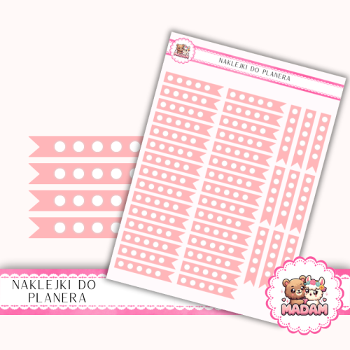 Naklejki planerowe Paski z Kropkami Brzoskwiniowe 13x18 do planera Bullet Journal MaDam Creative