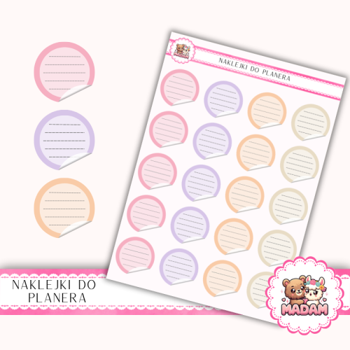 Naklejki planerowe etykiety mix romantic 13x18 do planera Bullet Journal MaDam Creative