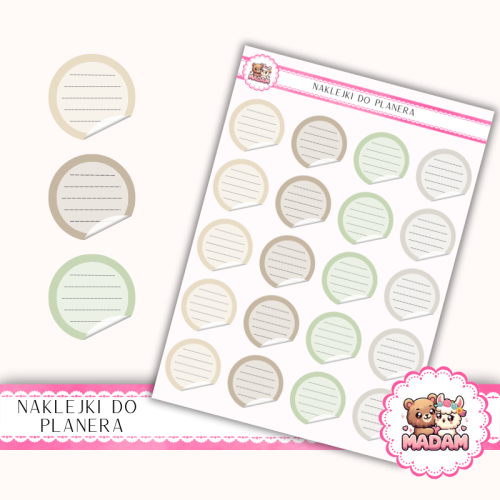Naklejki planerowe etykiety mix boho neutralny 13x18 do planera Bullet Journal MaDam Creative