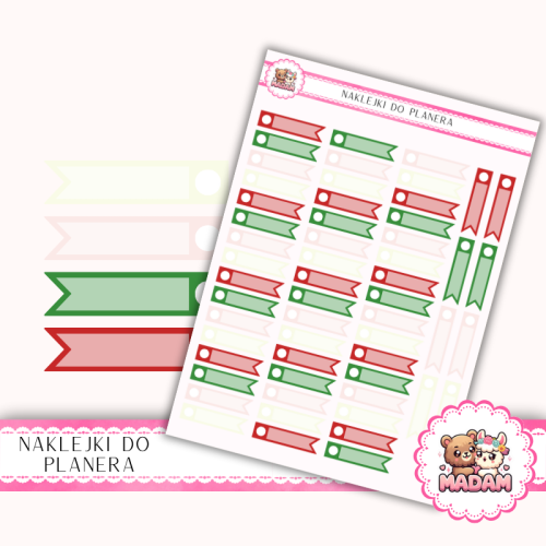 Naklejki planerowe paski z kółkiem Świąteczny Mix 13x18 do planera Bullet Journal MaDam Creative