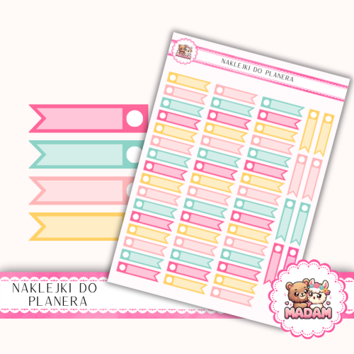 Naklejki planerowe paski z kółkiem Letni Mix 13x18 do planera Bullet Journal MaDam Creative