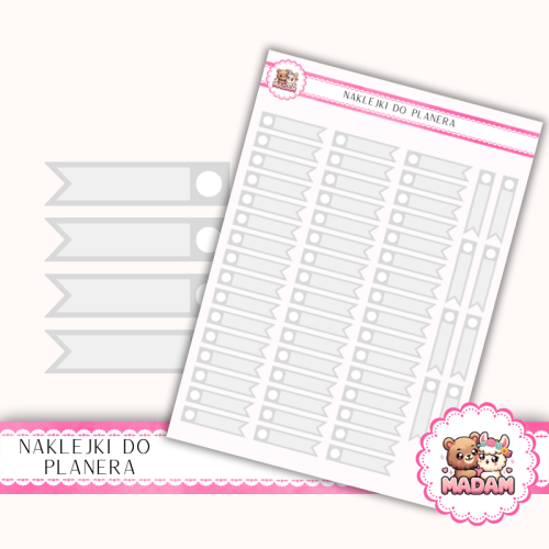 Naklejki planerowe Paski z Kółkiem Szary neutralny 13x18 do planera Bullet Journal MaDam Creative