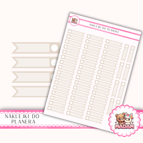 Naklejki planerowe Paski z Kółkiem Taupe beżowy 13x18 do planera Bullet Journal MaDam Creative
