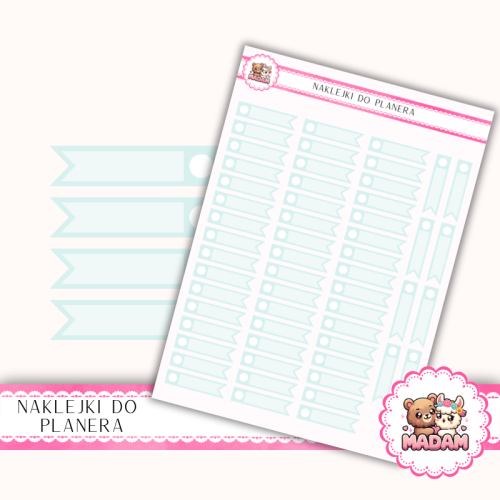 Naklejki planerowe Paski z Kółkiem Mięta 13x18 do planera Bullet Journal MaDam Creative