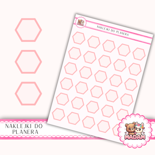 Naklejki planerowe sześciokąty 13x18 Brzoskwiniowy do planera Bullet Journal MaDam Creative