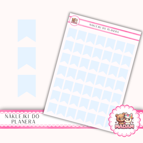 Naklejki planerowe flagi oznaczniki 13x18 Błękitny do planera Bullet Journal MaDam Creative