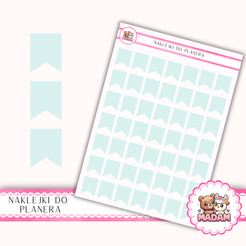 Naklejki planerowe flagi oznaczniki 13x18 Miętowy do planera Bullet Journal MaDam Creative
