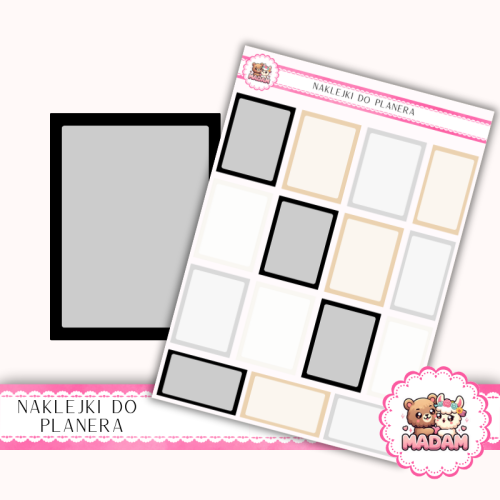 Naklejki planerowe pola do notatek 13x18 Noworoczny Mix do planera Bullet Journal MaDam Creative