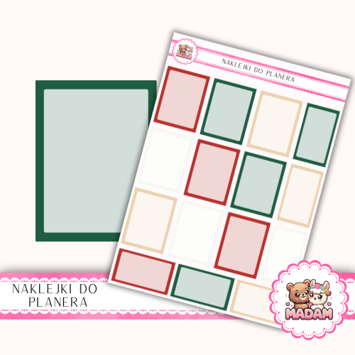 Naklejki planerowe pola do notatek 13x18 Świąteczny Mix do planera Bullet Journal MaDam Creative