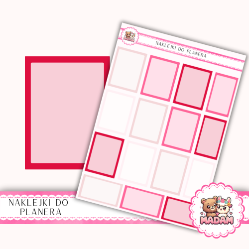 Naklejki planerowe pola do notatek 13x18 Walentynkowy Mix do planera Bullet Journal MaDam Creative