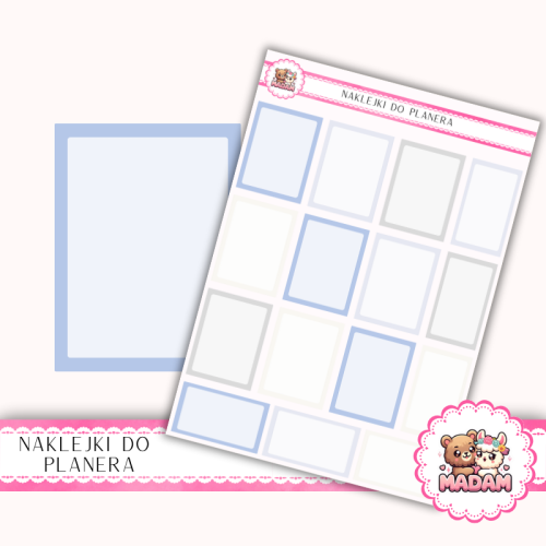 Naklejki planerowe pola do notatek 13x18 Zimowy Mix do planera Bullet Journal MaDam Creative