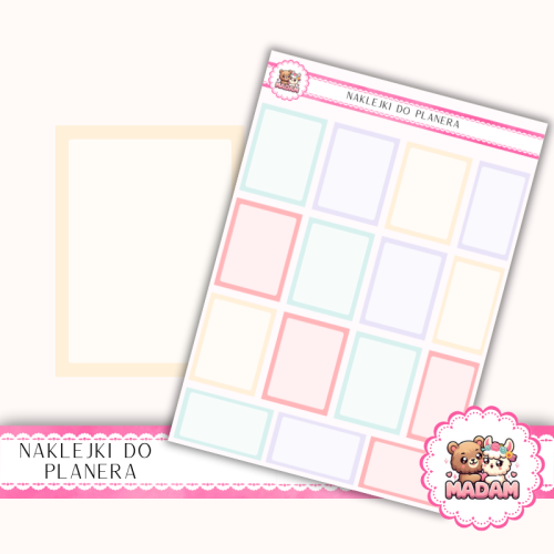 Naklejki planerowe pola do notatek 13x18 Wiosenny Mix do planera Bullet Journal MaDam Creative