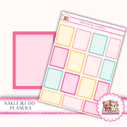 Naklejki planerowe pola do notatek 13x18 Letni Mix do planera Bullet Journal MaDam Creative