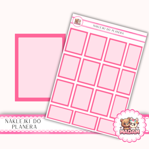 Naklejki planerowe pola do notatek 13x18 Fuksjowy do planera Bullet Journal MaDam Creative